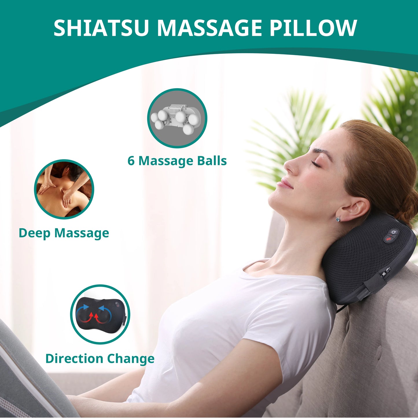 Shiatsu Massage Pillow Deep-Kneading Electric Massager