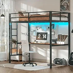 Grandchild's Loft Bed with Desk, Safety Guardrail and Stairs