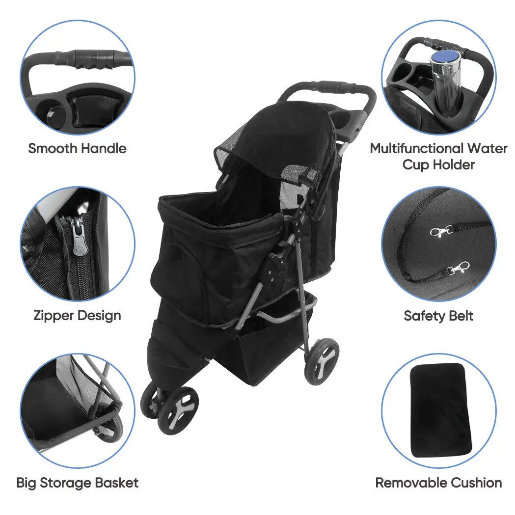 Foldable Pet Stroller with Cup Holder