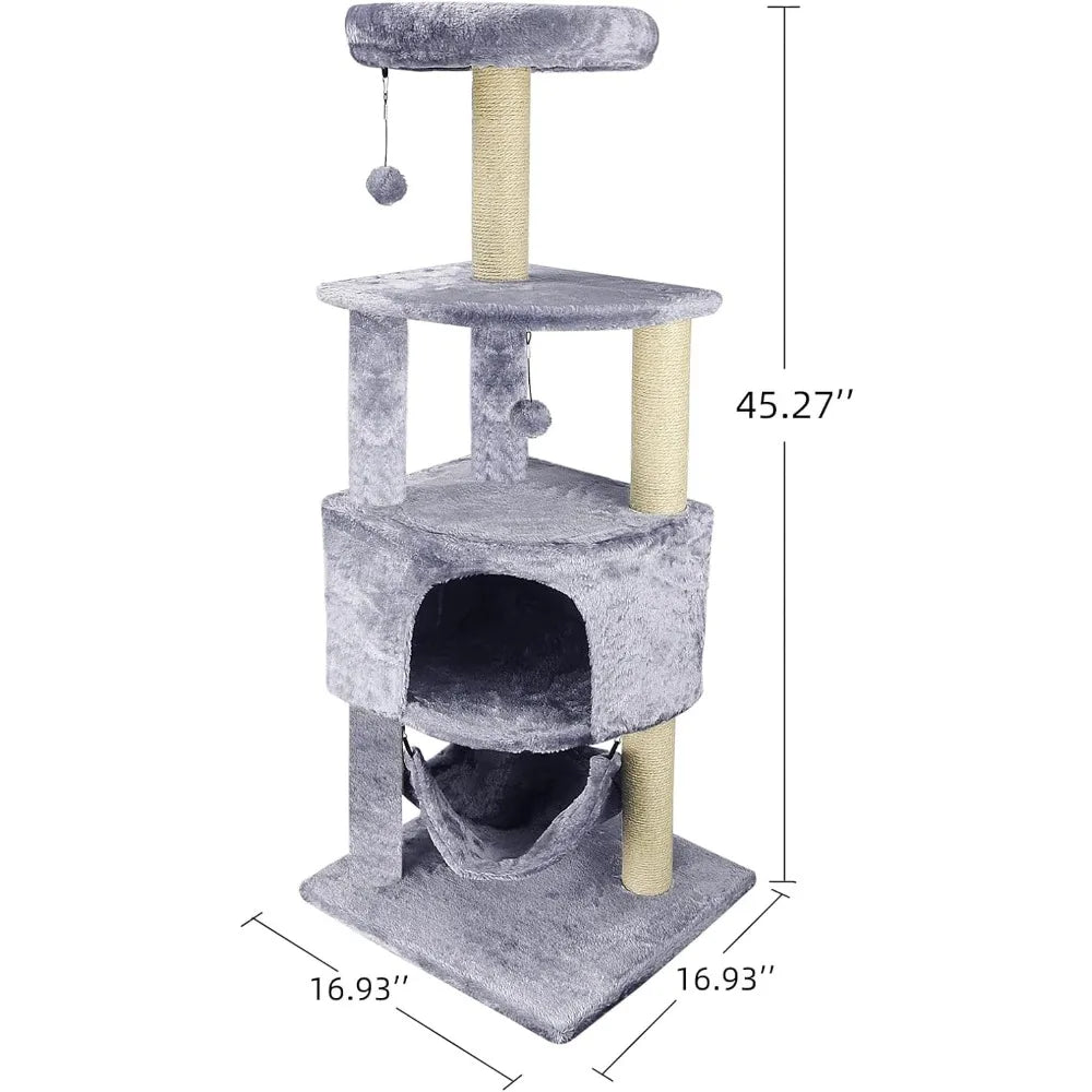 45" Cat Tree for Indoor Cats with Scratching Post