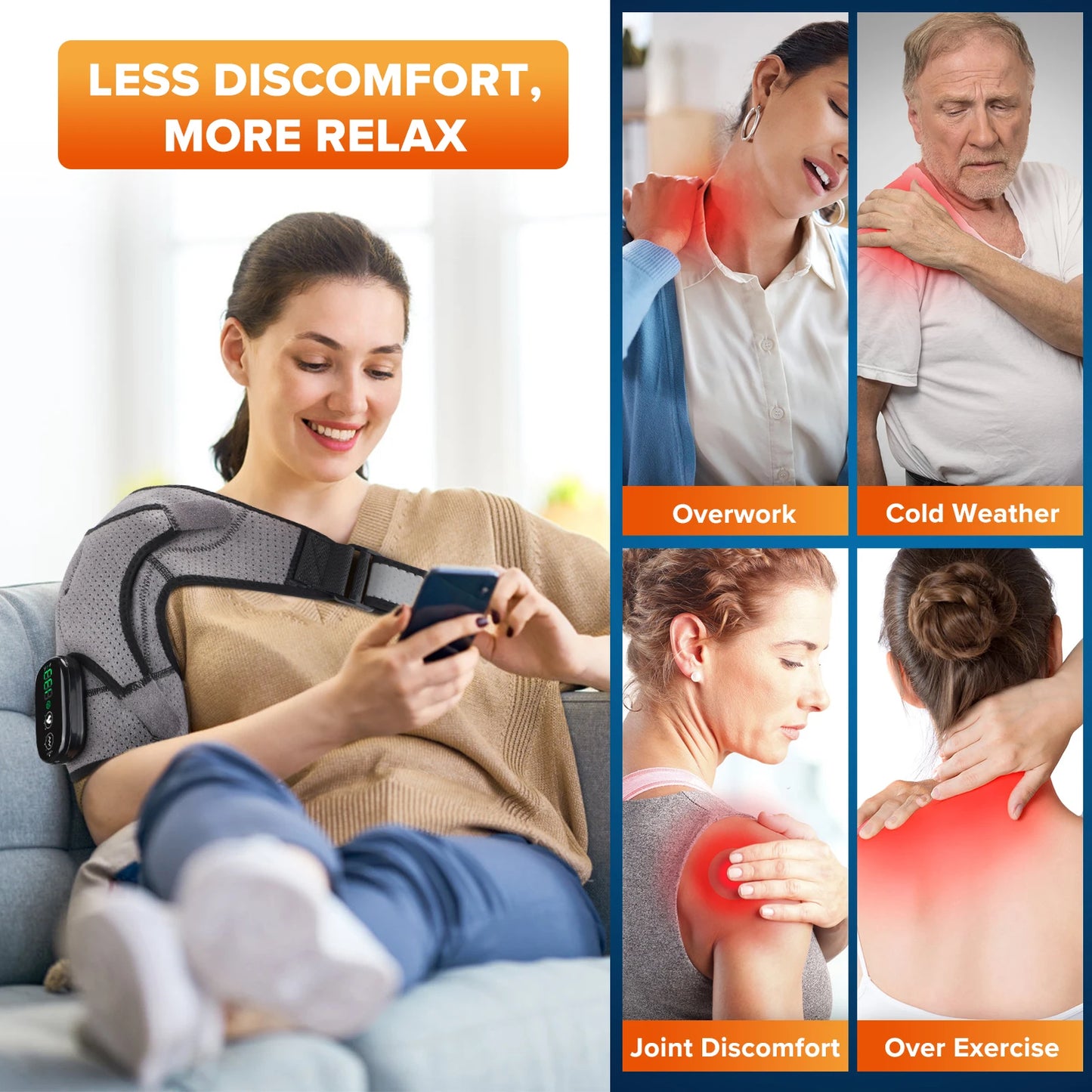 Adjustable Shoulder Massager with Heat and Vibration Features