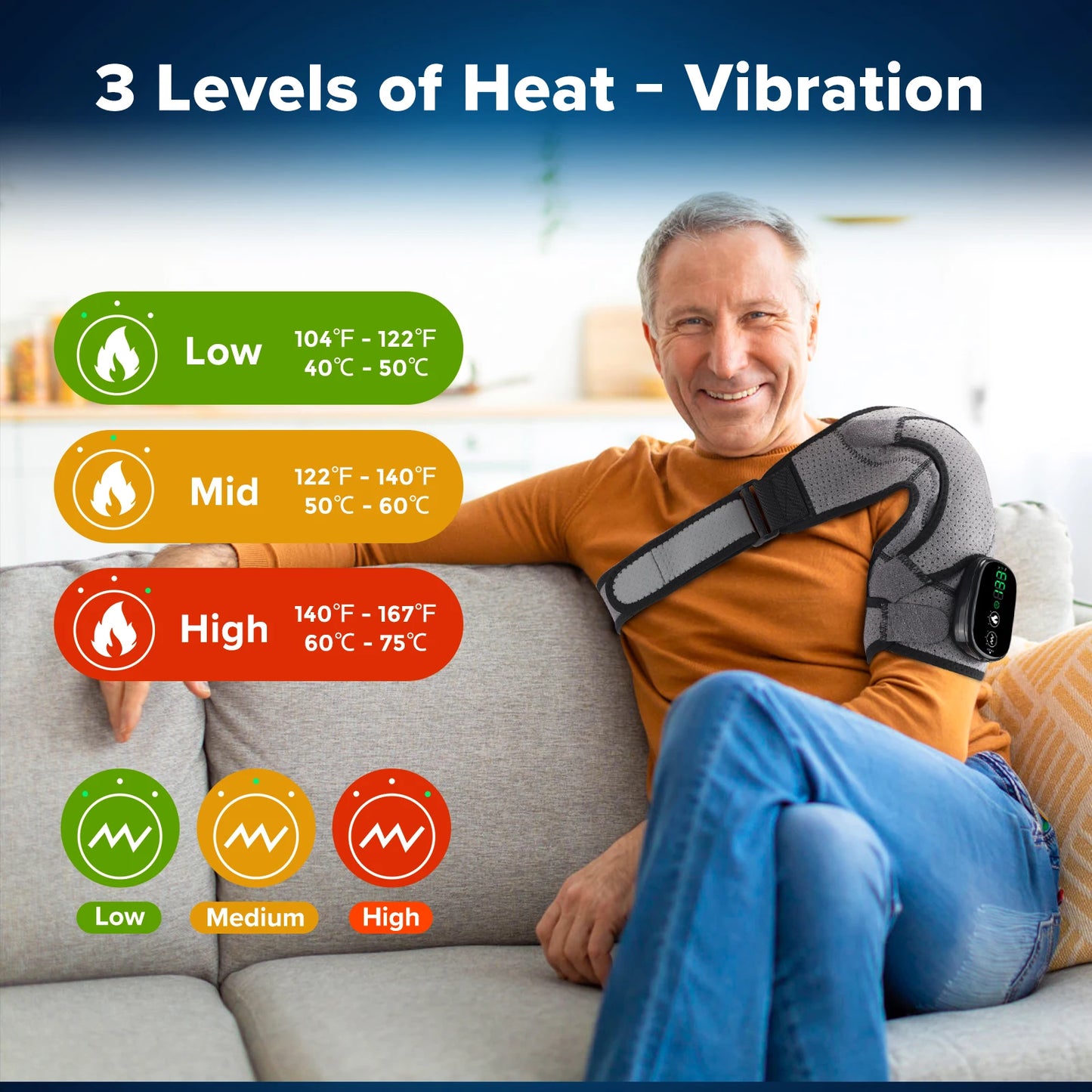 Adjustable Shoulder Massager with Heat and Vibration Features