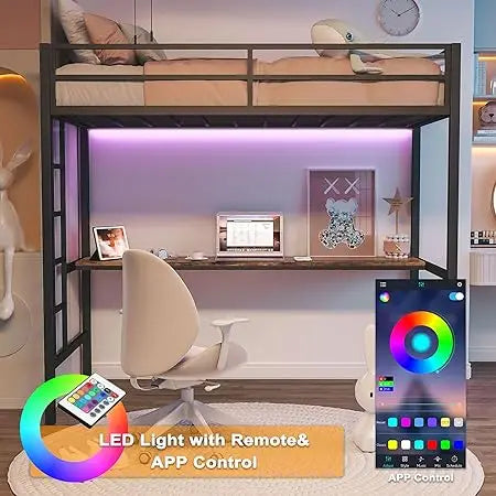 Grandchild's Loft Bed with Desk, Safety Guardrail and Stairs